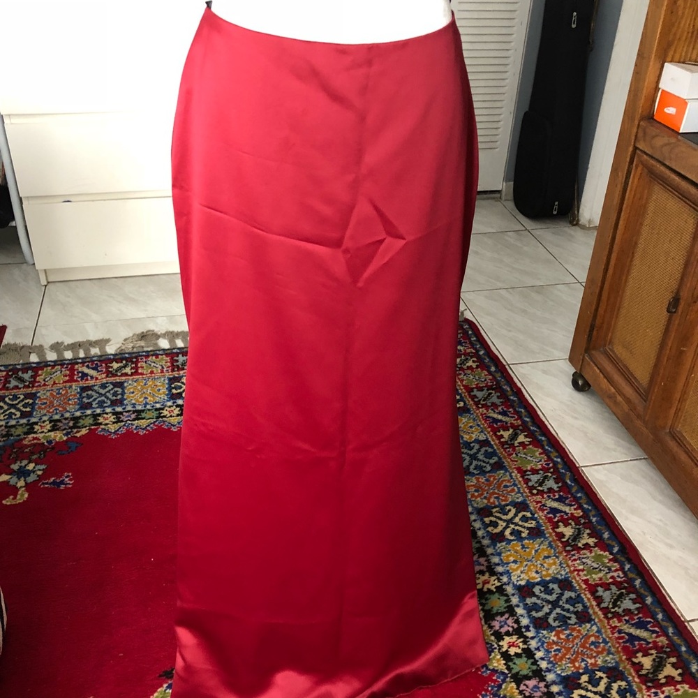 Red satin skirt